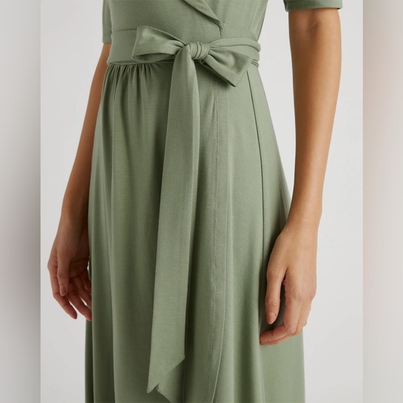 NWT Quince Tencel Jersey Midi Wrap Dress in Sage - Picture 4 of 15